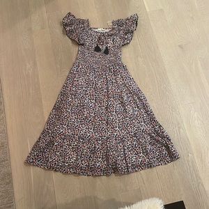 Tory Burch Smocked Wildflower Print Midi Dress